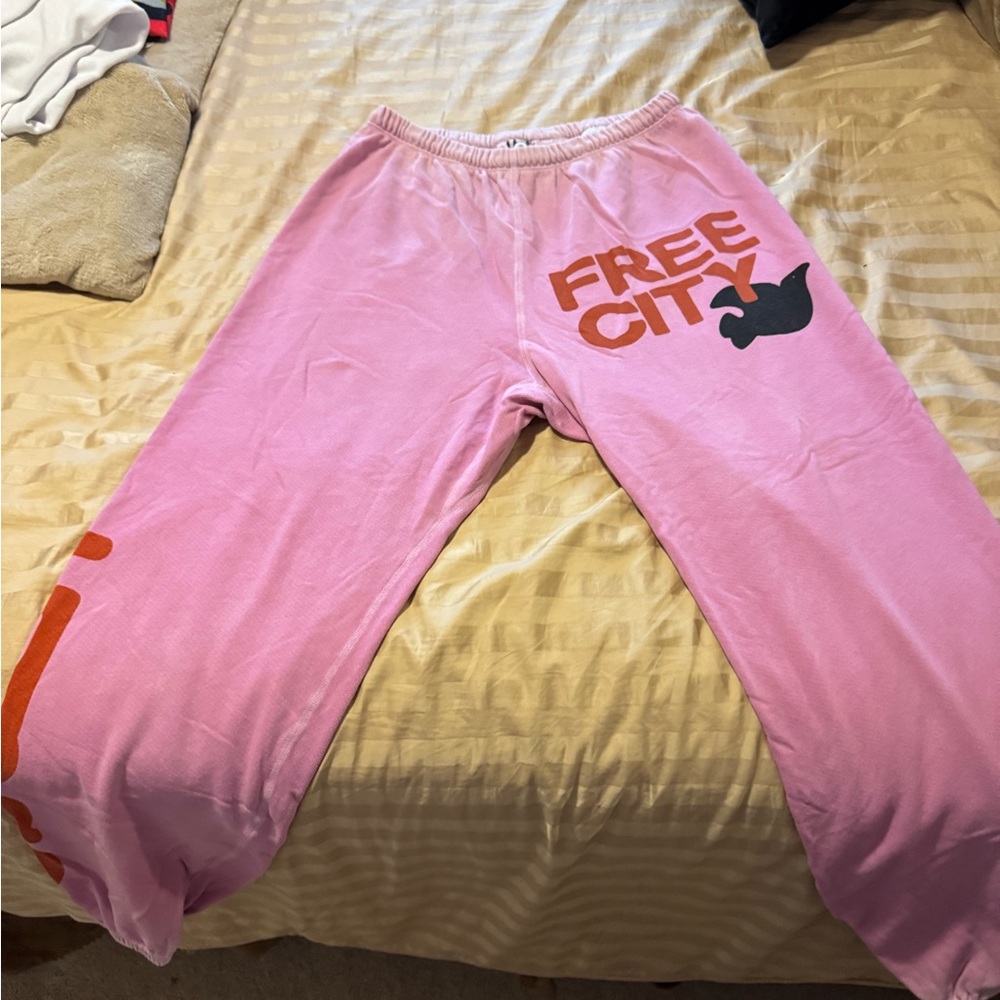 Free City Let’s Go Sweatpants. Size L Pink